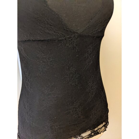Vintage Y2K Black Lace Layered T-Shirt Cap Sleeve Whimsigoth Fairy Grunge XS - Picture 3 of 10
